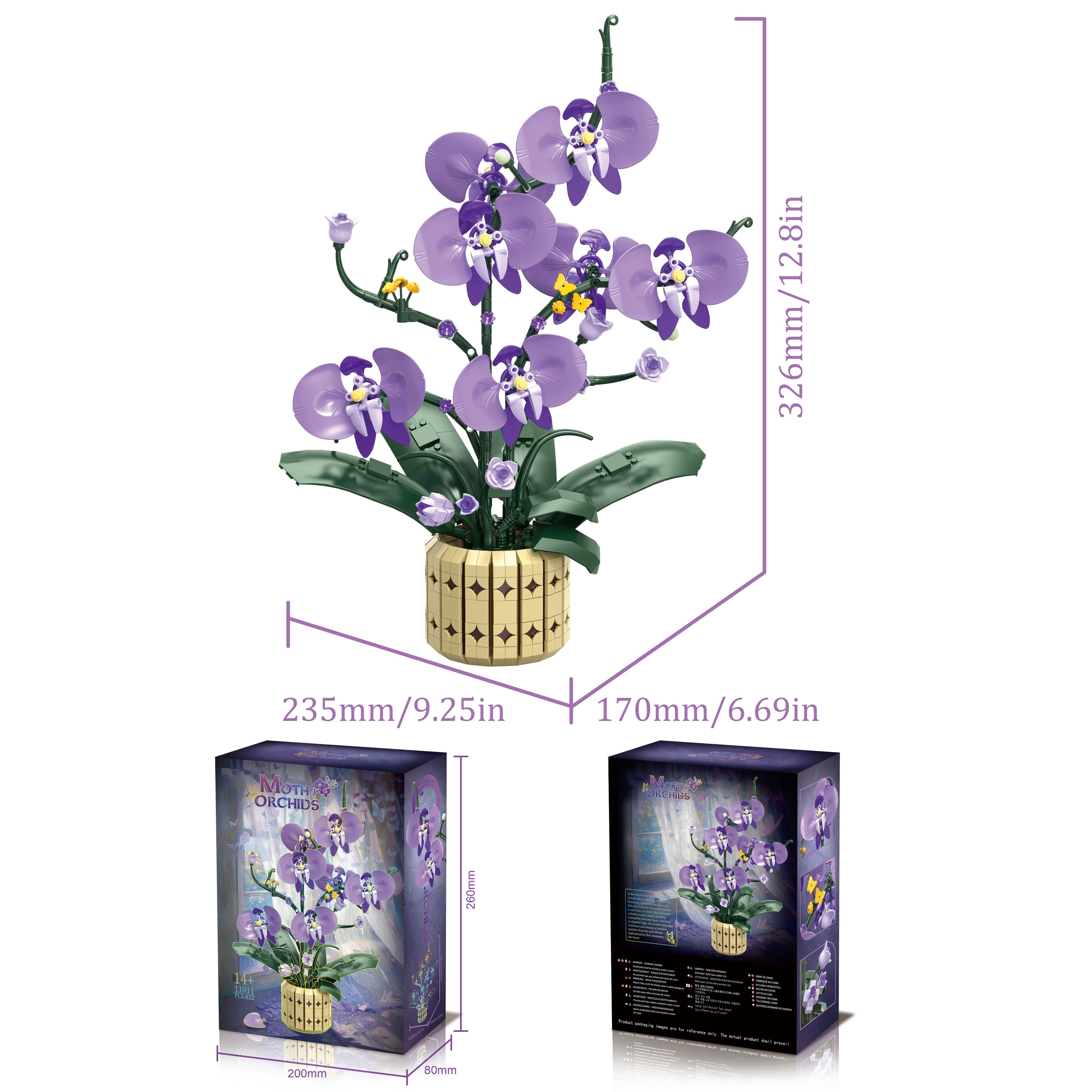 Orchid Kids Education - 832PCS Phalaenopsis Orchid MOC Building Blocks