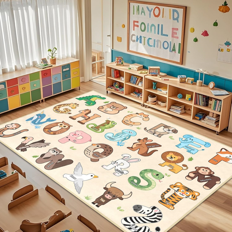 Kids Education Nursery - VIKAMA Animal Alphabet Kids Play Rug
