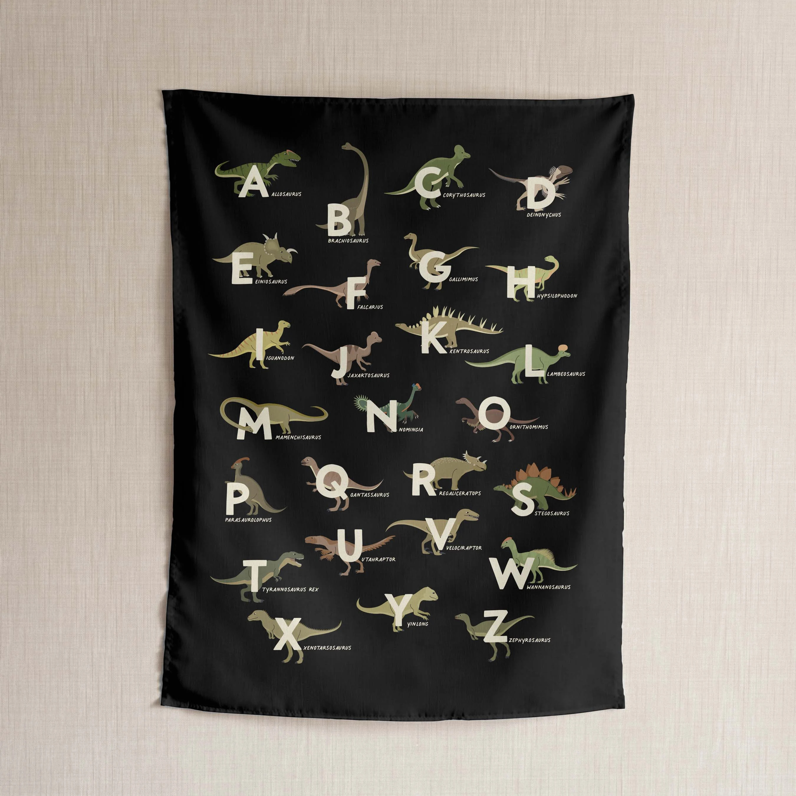 Kids Education Nursery - Dinosaur Alphabet Tapestry for Nursery or