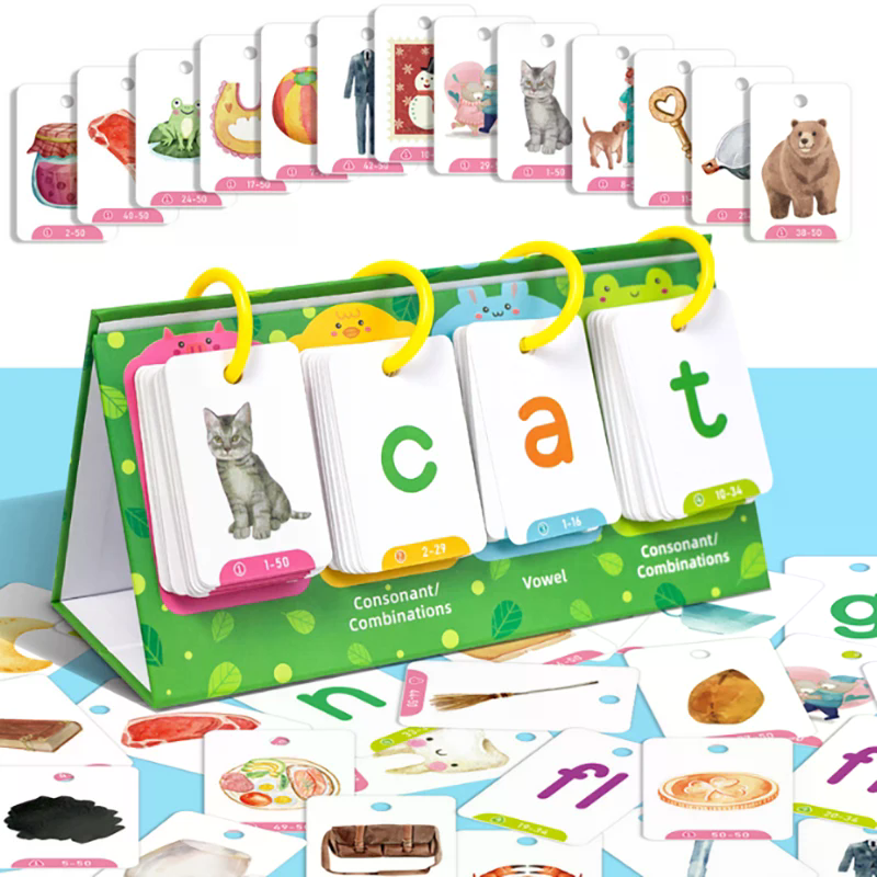 Kids Education Tools - Kids CVC Words Flashcards Phonics Flip