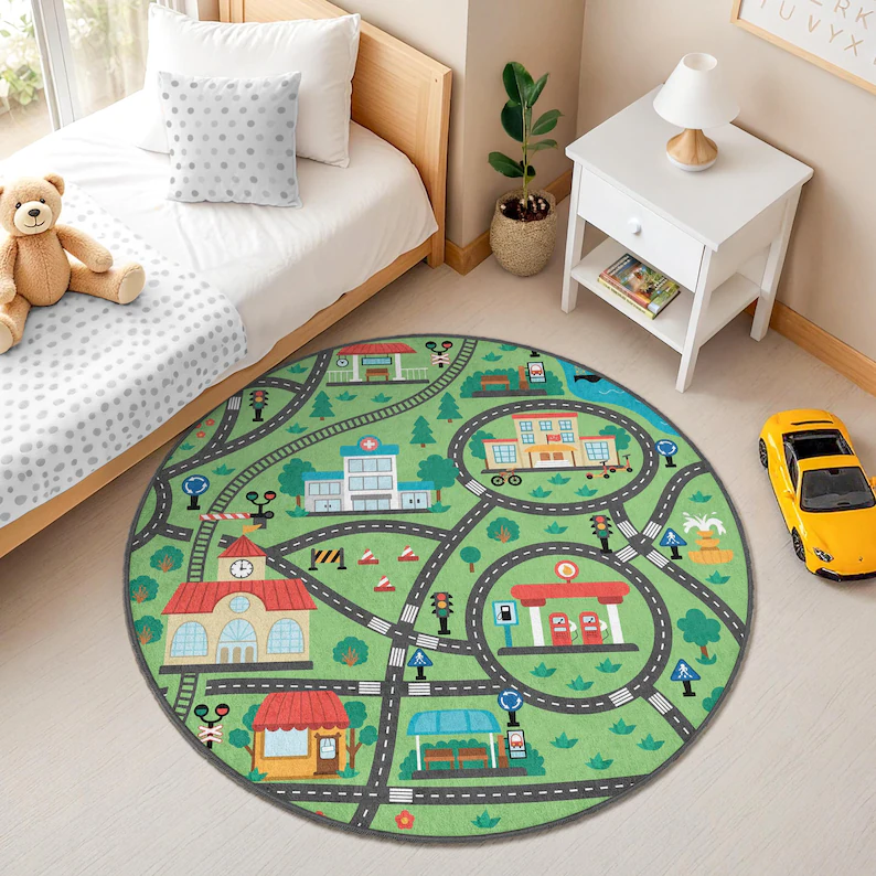 Kids Race Track Rug Round Toy  - đánh giá và giá Kids Education Nursery