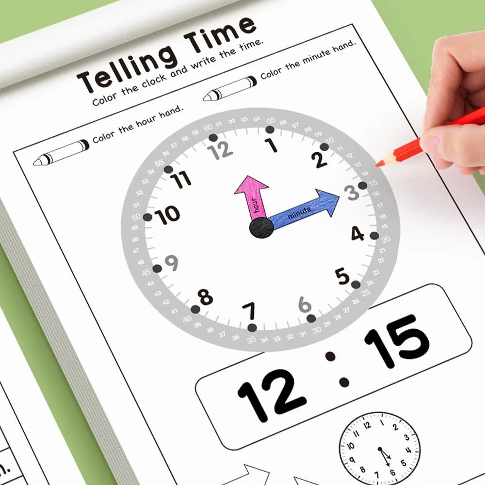 32 Pages Telling Time Workbook - đánh giá và giá Learning Workbook Preschool